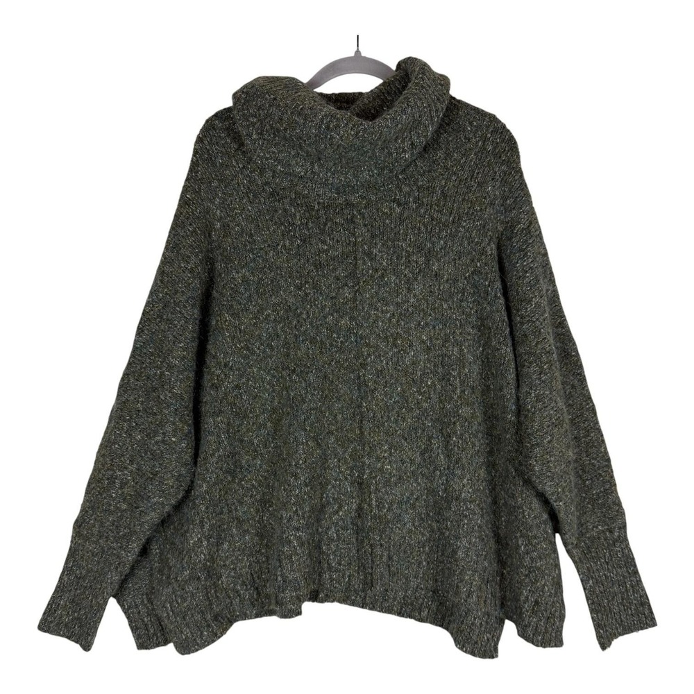 Kaisley Sweater Womens Medium‎ Green Cowl Neck Wool Blend Chunky Knit Pullover